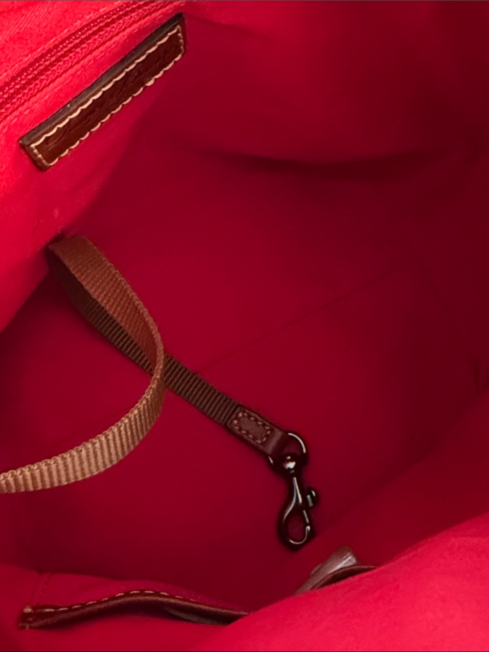 Dooney & Bourke Orange Pebbled Leather Drawstring Shoulder Bag - Picture 5 of 8